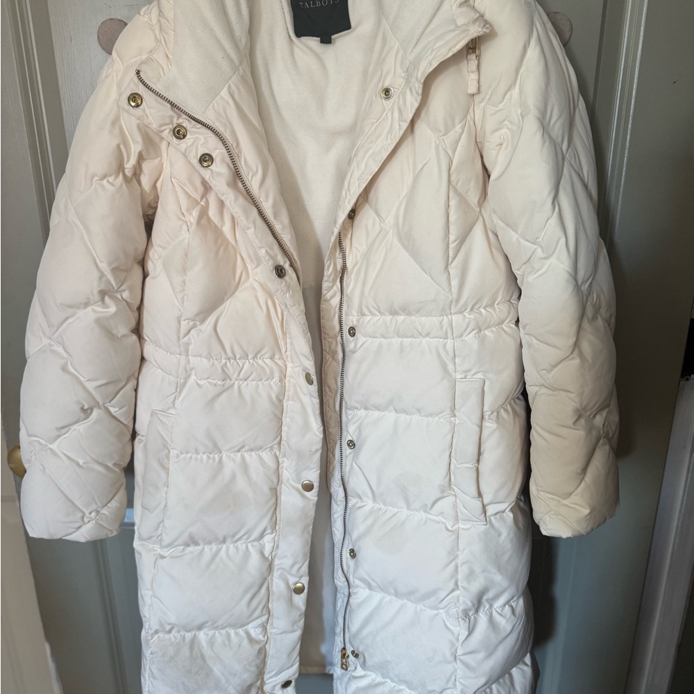 Talbots Cream Quilted Puffer Coat